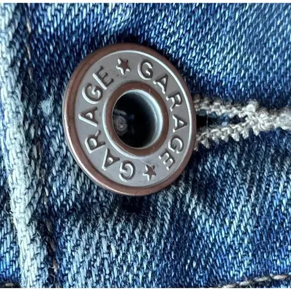 Garage Barrel Balloon Denim Blue Jeans Light distressing pleated hem Size 14 - Picture 6 of 6